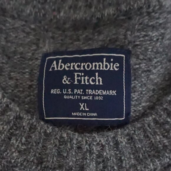 Abercrombie & Fitch Gray Cable Knit Sweater Wool Blend Classic Old Money XL - Picture 9 of 9